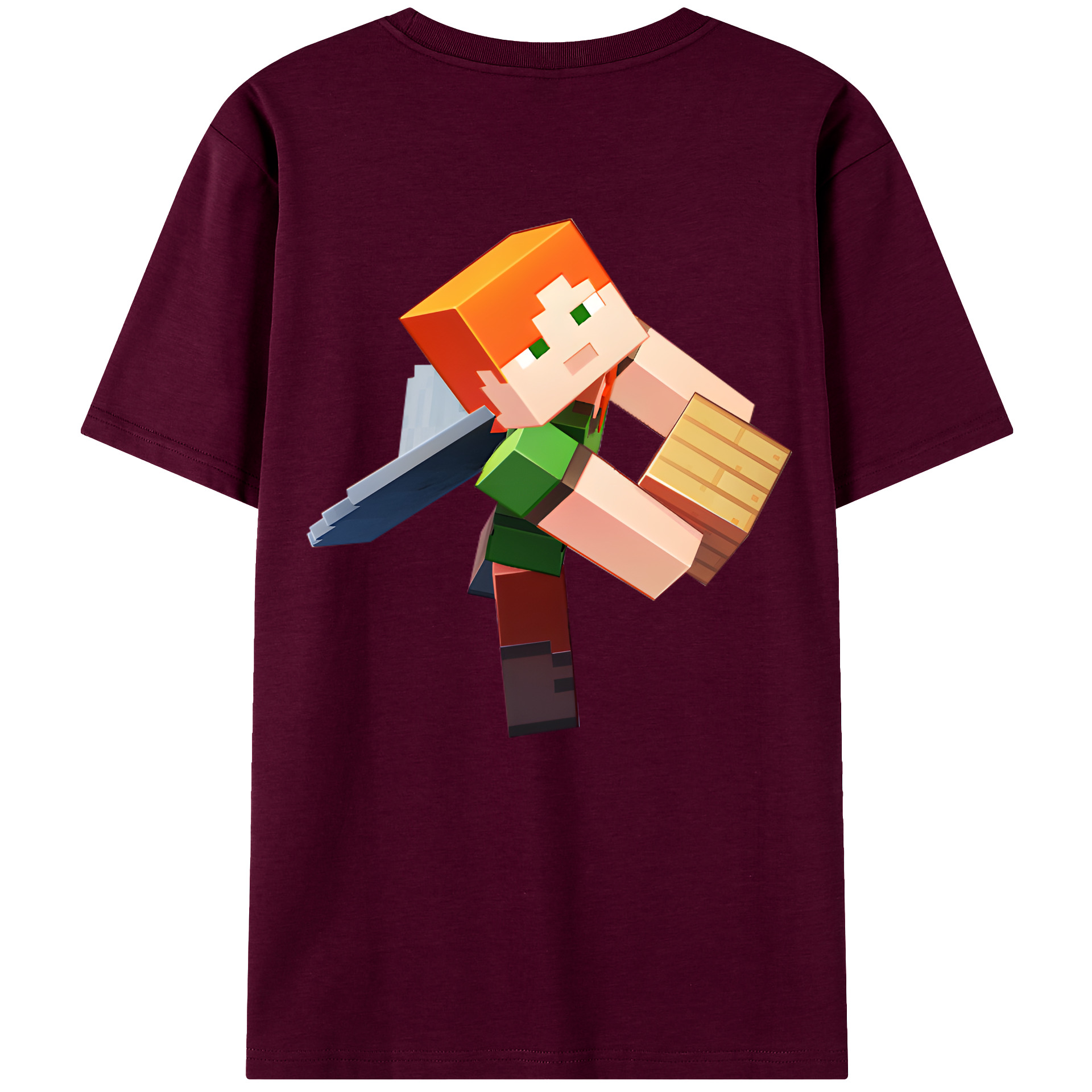 （画像用） マインクラフト ブロックの世界 Minecraft MC Block world レディース半袖Tシャツ(バックプリント)